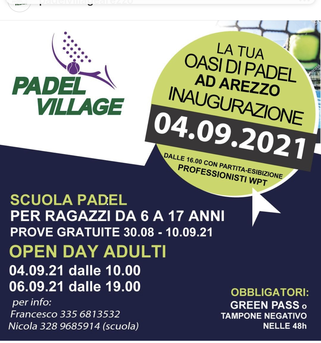 Apre il Padel Village di Arezzo a Le Poggiola il 04 09 2021 vi